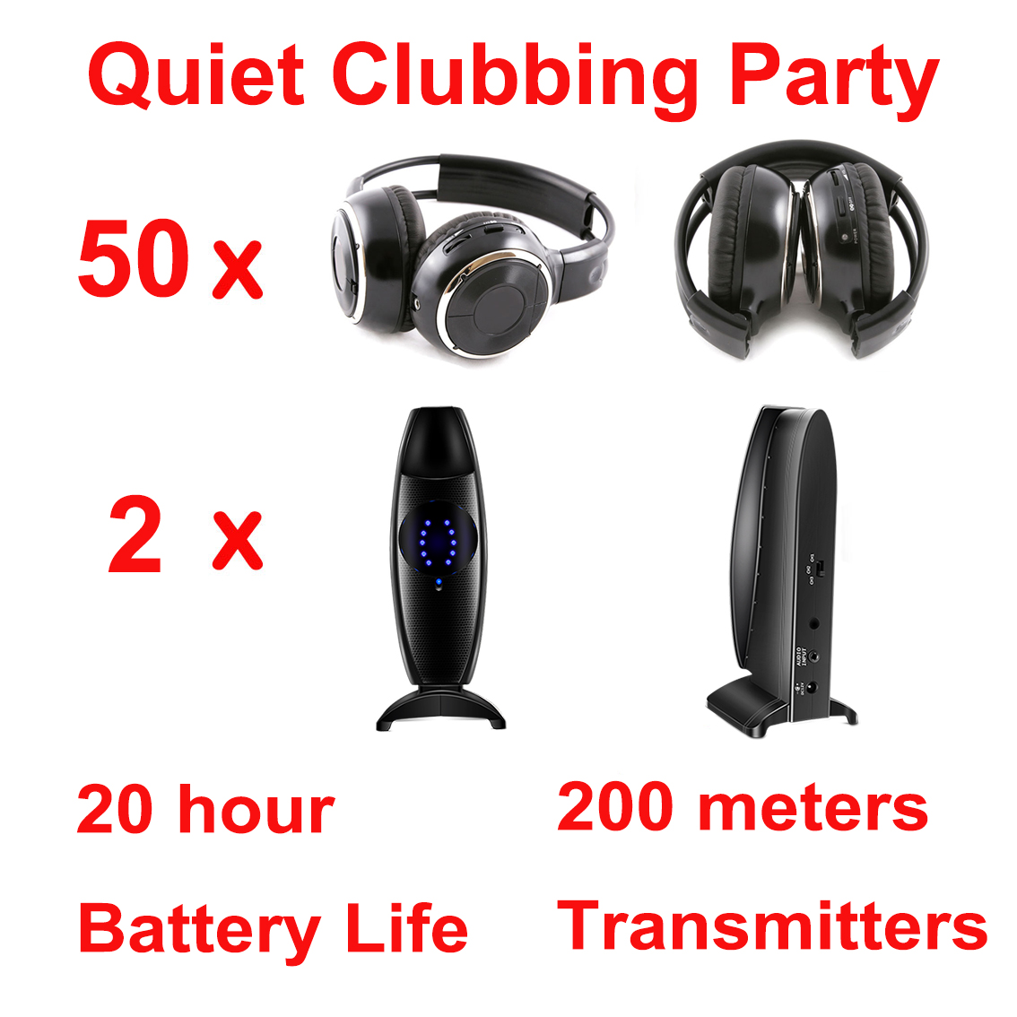Party Games Mobile - Silent Disco Complete System Black Fold