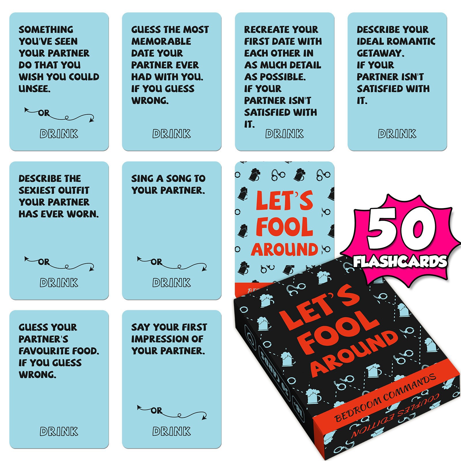 50Pcs Couple Drinking Game Car - Party Games Questions And Answers recension och pris